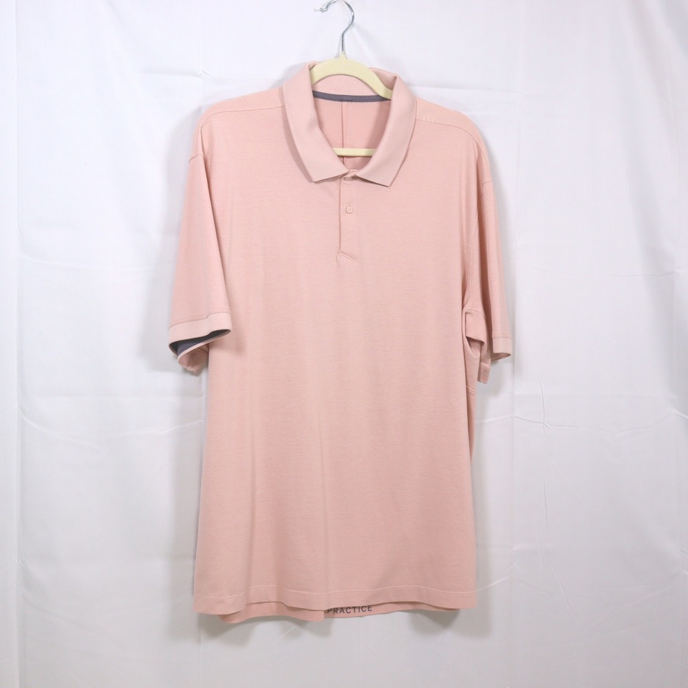 Lululemon‎ Polo Shirt XL Pink Mens Short Sleeve Live In Practice Golf